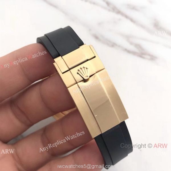 Copy Daytona Gold Case Black Rubber watch / AR Factory rolex watch