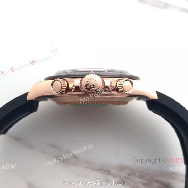 Swiss Grade Rolex Daytona Rose Gold Black Rubber Watch AR Factory