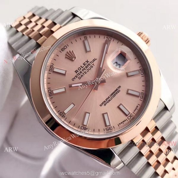 (EW) Rolex Everose Replica Watch 41mm Datejust II Rose Gold Dial Smooth Bezel