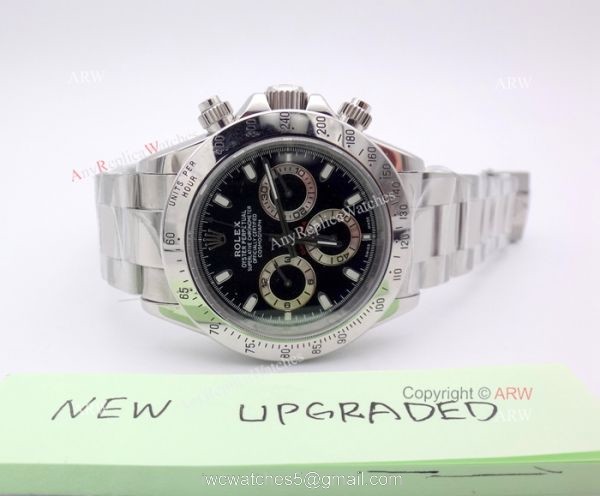 NEW UPGRADED Rolex Daytona Replica Watch -Stainless Steel Black Face