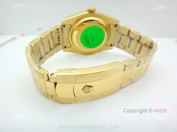 Replica Rolex Yellow Gold Black Onyx Dial Day Date Watch