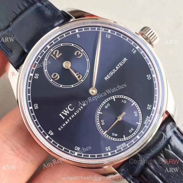 Swiss Grade Replica IWC Regulateur Watch Blue Dial 43mm