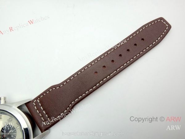 Copy Iwc Pilot Spitfire Chronograph White Dial Brown Leather Strap