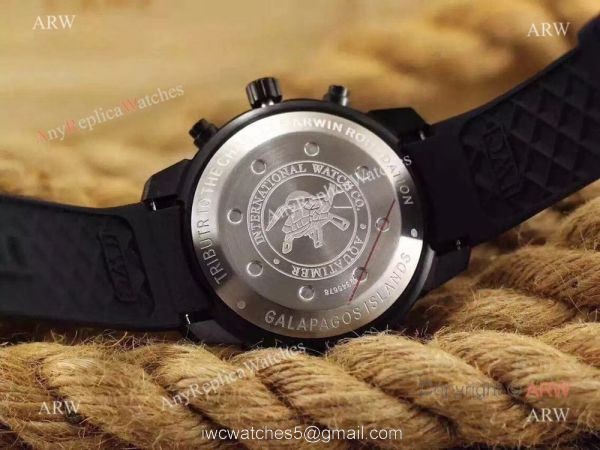 New Replica IWC Aquatimer Chronograph Watch Black Case Rubber Strap