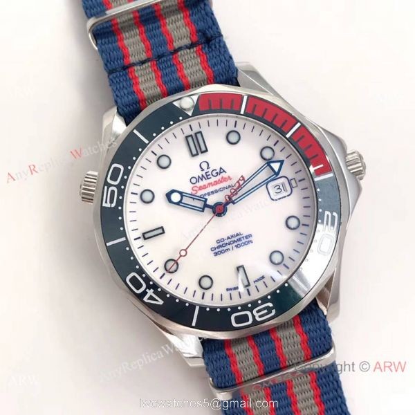 Swiss Grade Omega Commanders 007 James Bond Omega Watch White Face Nato Strap