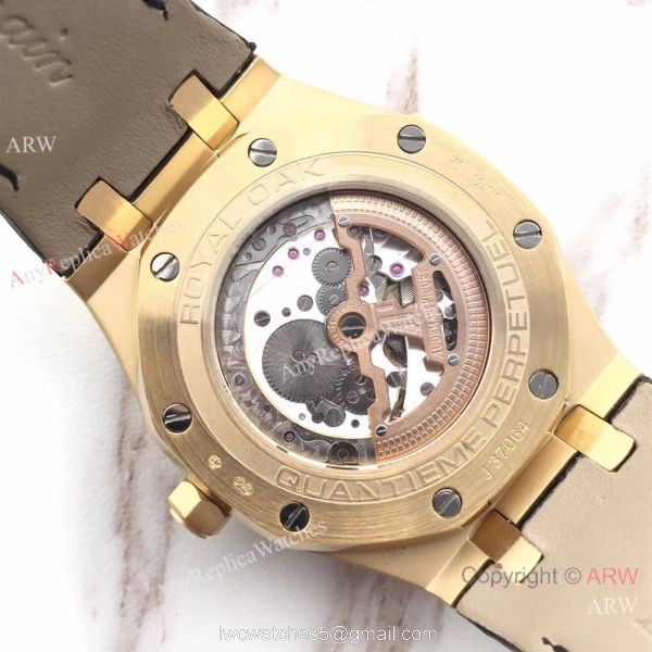 Audemars Piguet Royal Oak Perpetual Calendar Replica Moon Watch Black Leather Strap
