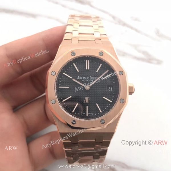 New Audemars Piguet Royal Oak Extra Thin Replica Watch 39mm Rose Gold Blue Dial