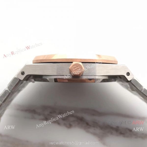 New Audemars Piguet Royal Oak Extra Thin 2-Tone Rose Gold White Watch 39mm