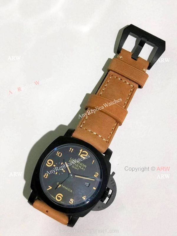 Copy Panerai Luminor GMT PAM0441 Watch Black Steel 44mm