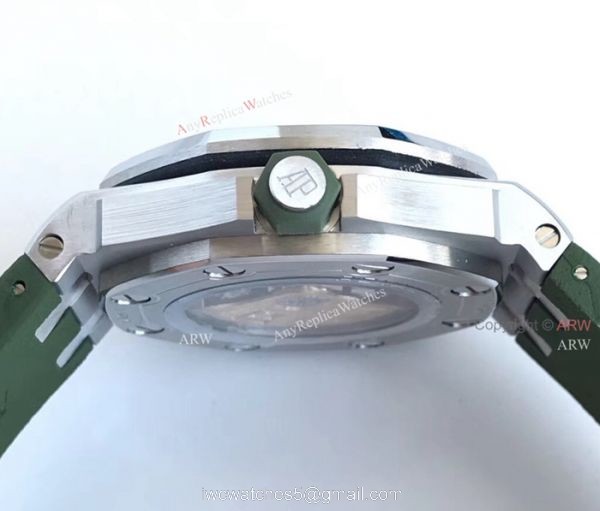 New Swiss 3120 Audemars Piguet Royal Oak Green Dial Green Rubber Band Replica Watches