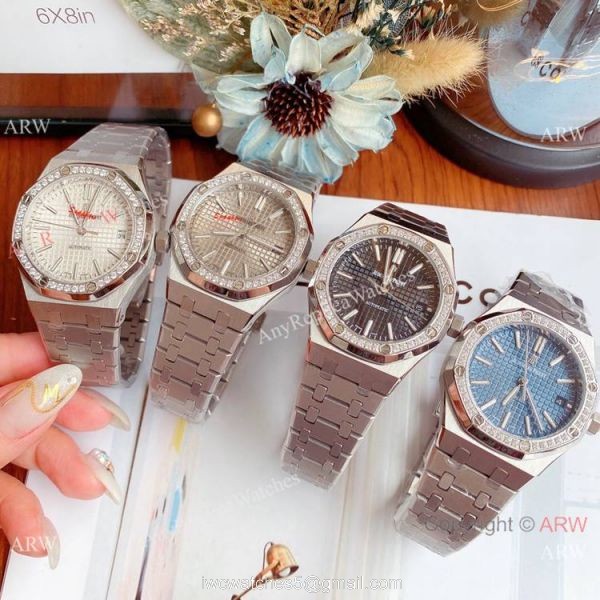 Copy Audemars Piguet Royal Oak SS Blue Dial Watches 37mm Women