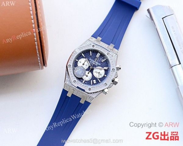 New Copy Audemars Piguet Iced Out Royal Oak Blue Chronograph Watch