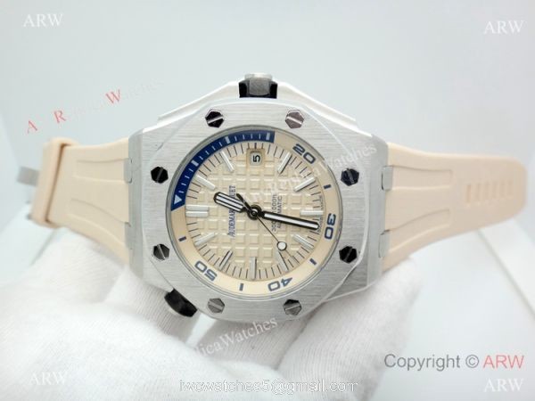 2019 New Audemars Piguet Royal Oak Offshore Diver Watches Beige Dial Beige Rubber Band