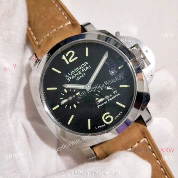 New Copy Panerai Luminor GMT Power Reserve Watch Brown Leather Strap