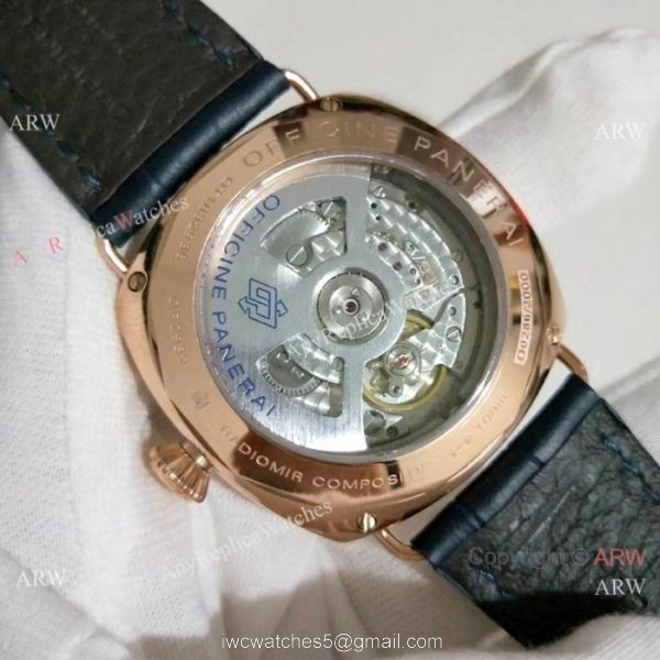 Rose Gold Panerai Radiomir GMT Rose Gold Blue Dial Watch PAM598