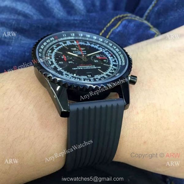 High Quality Breitling Navitimer Rubber Strap Black Case White Dial 46mm Wrist