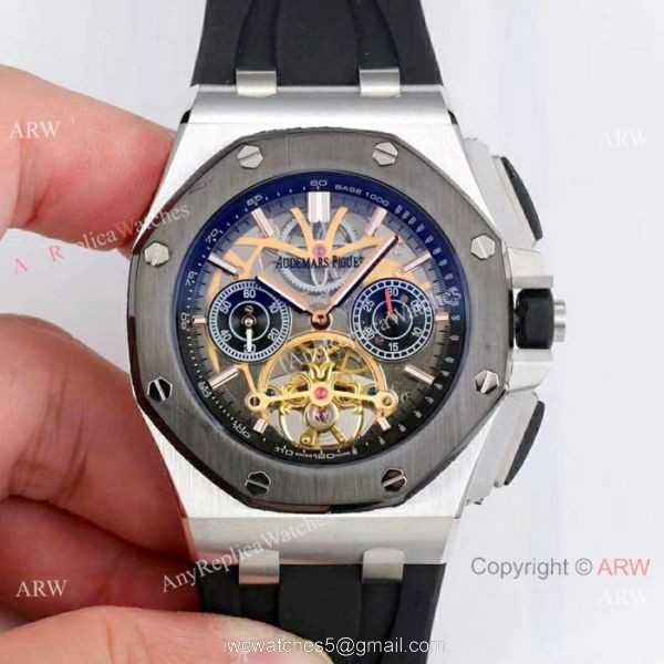 Audemars Piguet Royal Oak offshore SS Blue Face Watch Fake AP Skeleton Watch