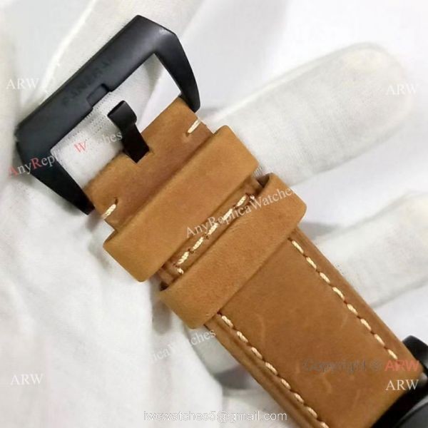 Best Quality Panerai Black Hollow Watch 47mm Brown Leather Strap