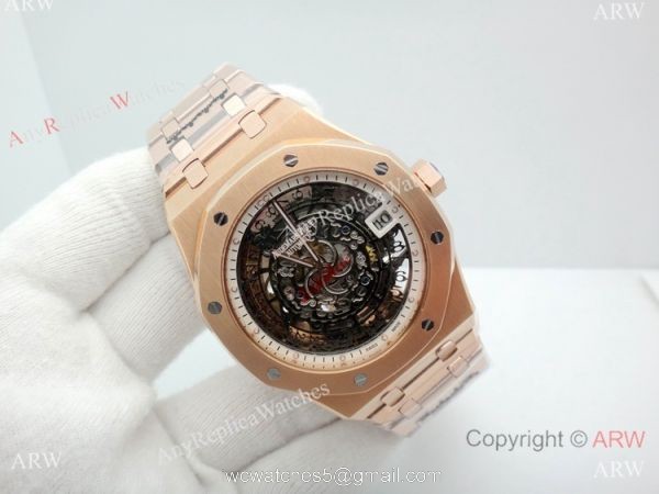 Audemars Piguet Royal Oak Rose Gold 43mm Watch / Fake AP Skeleton