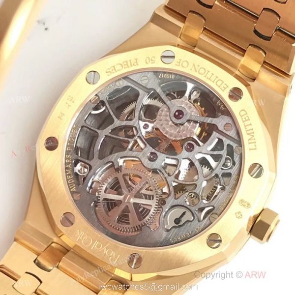 Swiss Copy Audemars Piguet Royal Oak Extra-thin Openworked Watch Yellow Gold