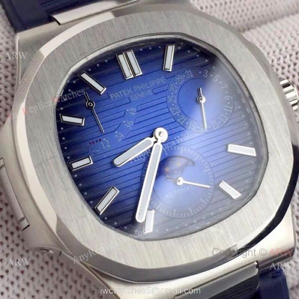 Best Quality Patek Philippe Nautilus Power Reserve Watches SS Blue Dial