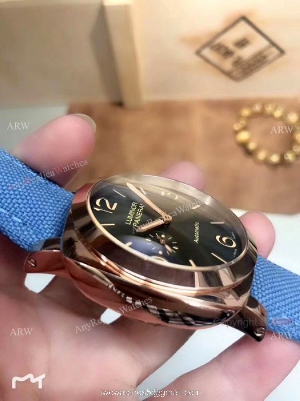 Panerai Luminor Watches Rose Gold Gray Face 44mm