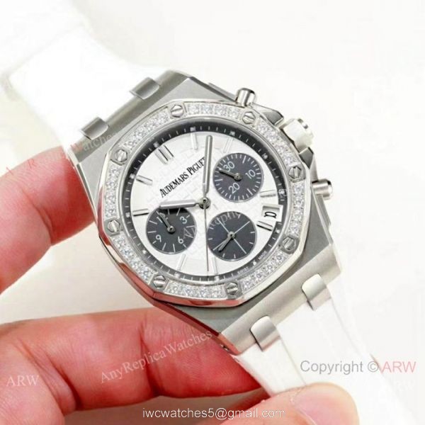 Women Audemars Piguet Royal Oak offshore Replica Watch Diamond Bezel White Dial
