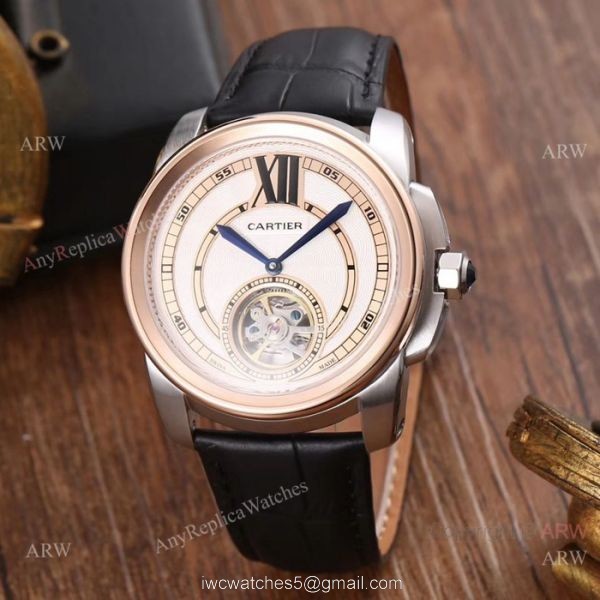 High Quality Cartier Calibre De Replica Watches SS Rose Gold Bezel