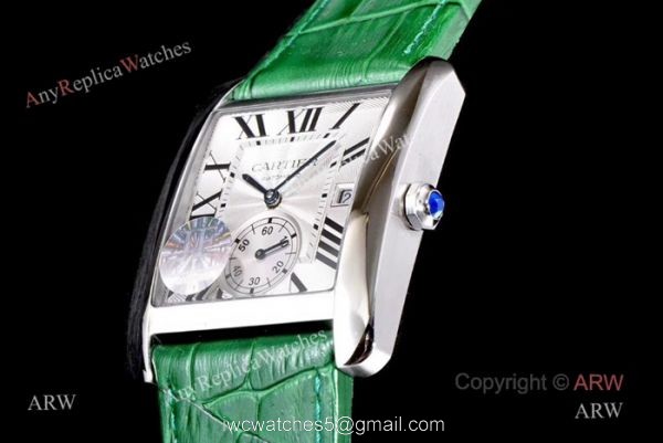 Swiss Grade Cartier Tank 1904MC Mens Watches SS Green Strap