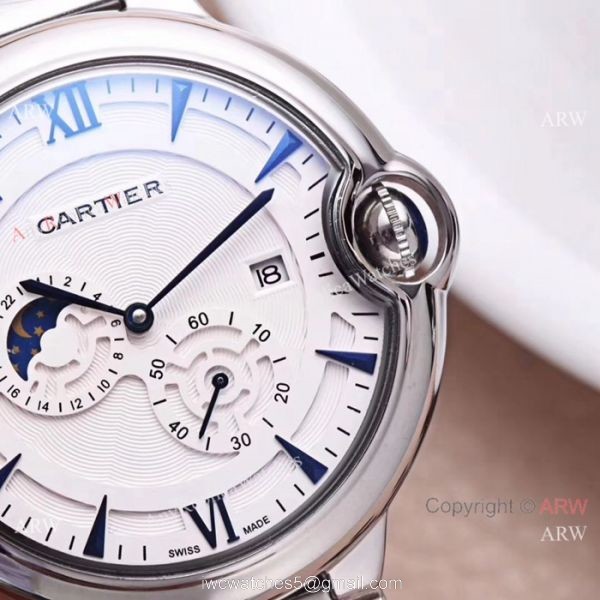 Best Quality Cartier Ballon Bleu De Moon Phase SS Automatic Replica Watch
