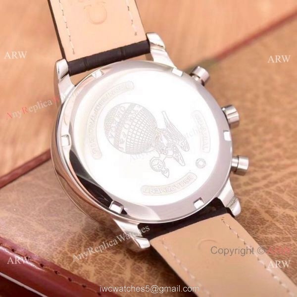 Fake Omega De Ville Chronograph Watches SS Brown Leather Strap