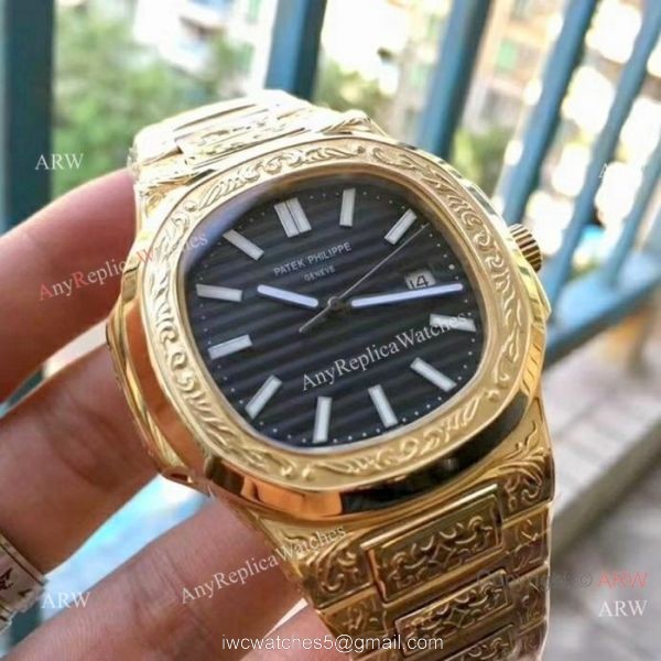 Patek Philippe Nautilus Replica Watches Yellow Gold Blue Dial