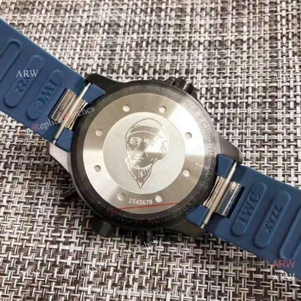 Replica IWC Aquatimer Watch Black Case Blue Chronograph Dial