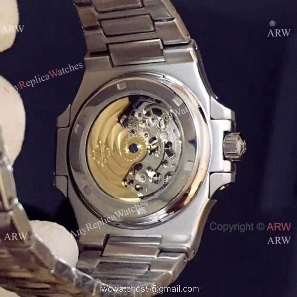 Copy Patek Philippe Nautilus Ice Out Watch Stainless Steel White Hollow