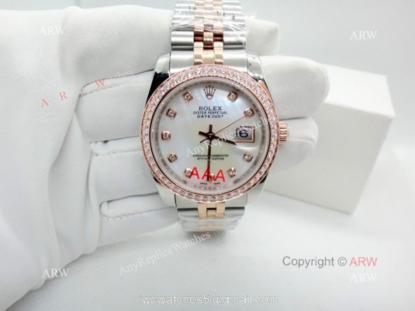 Copy Rolex Datejust Two Tone Rose Gold Jubilee Watch 34mm
