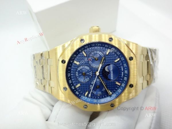 Audemars Piguet Royal Oak Perpetual Calendar Replica Watch Blue Dial Yellow Gold