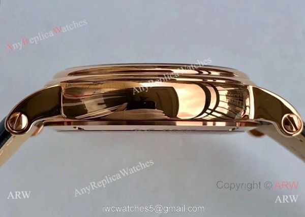 Swiss Grade Patek Philippe Power Reserve Watches Rose Gold Brown leather Strap