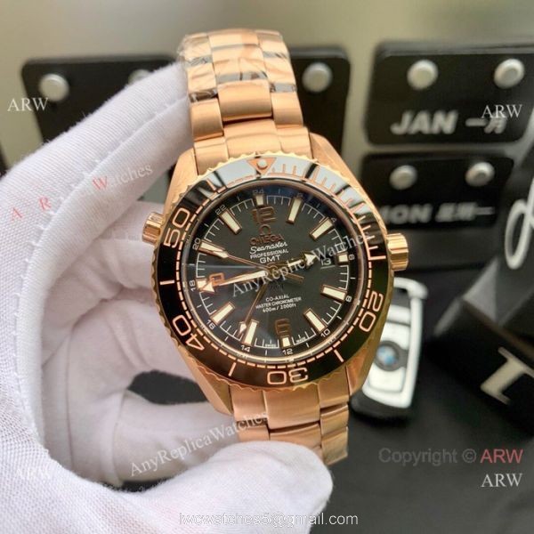 Best Copy Omega Seamaster Planet Ocean GMT Watch Black Steel