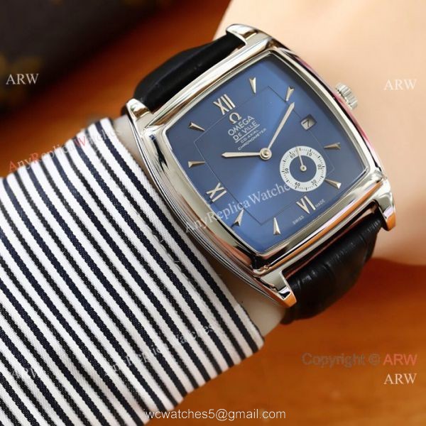 New Replica Omega De Ville Men Watches SS Blue Face