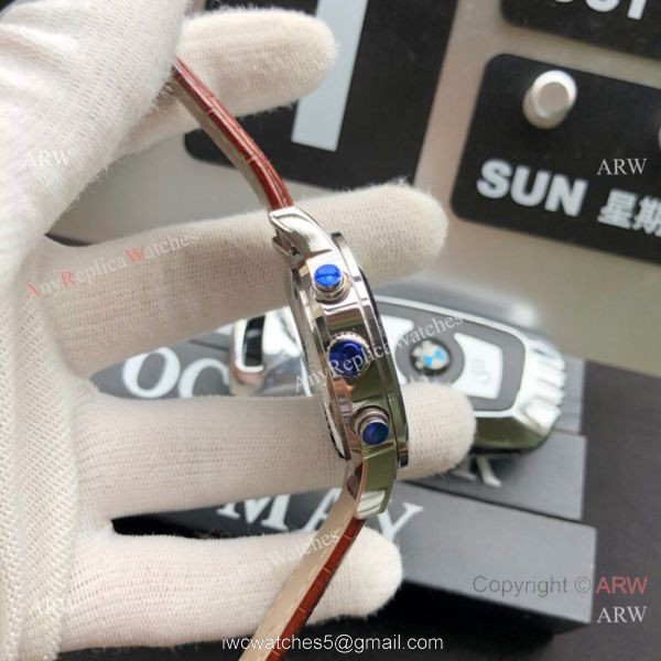 Best Replica Omega Complications Moonphase Watches SS Brown Leather Strap