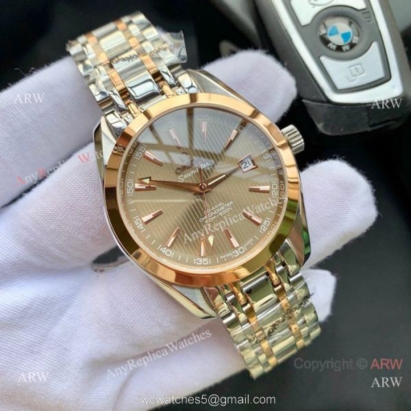 Omega Seamaster Aqua Terra Two Tone Gray Face Watches 42mm AAA Copy