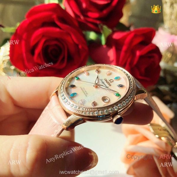 New Replica Omega Ladymatic 36mm Watches Rose Gold Diamond bezel
