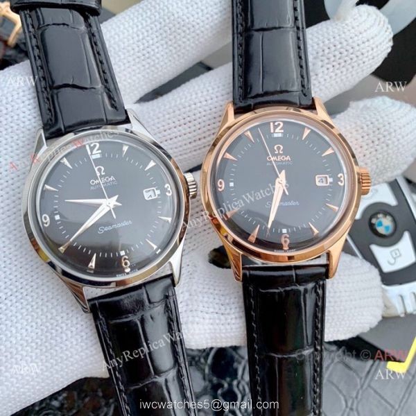Omega Seamaster Replica Wristwatch SS Brown Leather Band