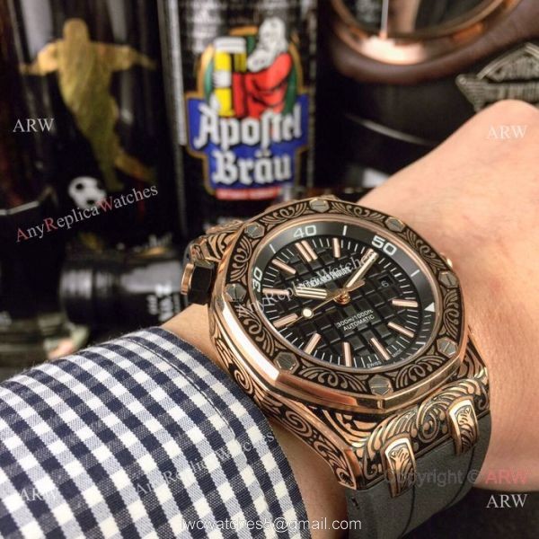Replica Audemars Piguet Royal Oak Offshore Tattoo Watch SS Black Dial