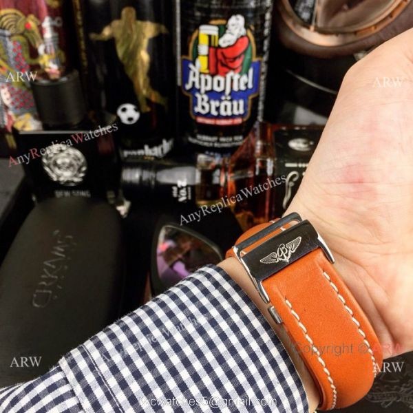 Copy Breitling COLT Chronograph Watches SS Brown Leather Strap