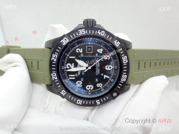 Fake Breitling Colt Skyracer Black Case Green Rubber Band Watch