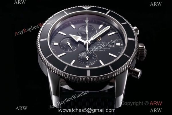Swiss Copy Breitling Superocean Heritage Asia 7750 Watch SS Black Face