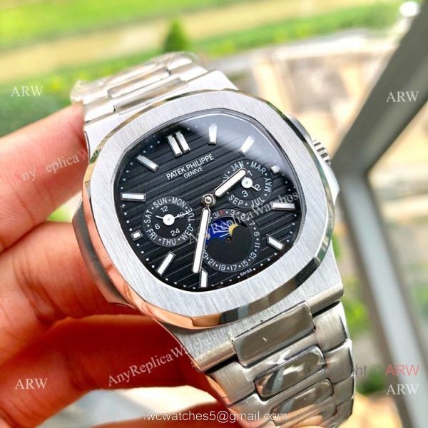New Patek Philippe Nautilus Annual Calendar Moonphase Watch SS White Dial 42 MM