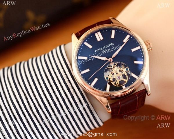 Patek Philippe Calatrava Copy Watches Two Tone Rose Gold Black Face