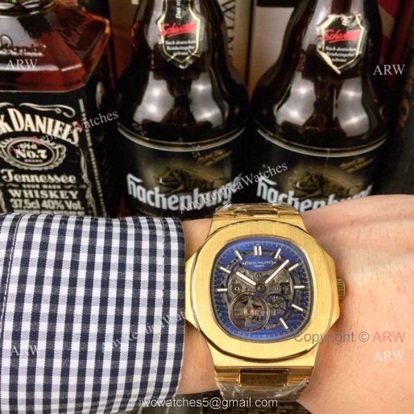 Clone Patek Philippe Skeleton Watches Two Tone Rose Gold 40mm